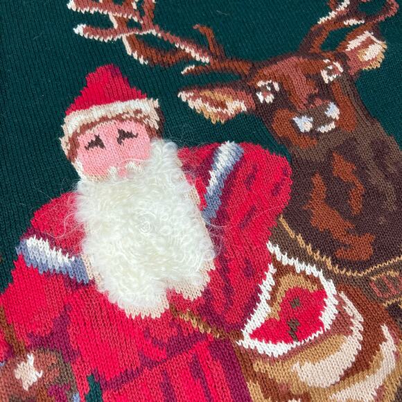 Vintage Susan Bristol Santa Reindeer Christmas Sweater Large Holiday Grandmacore - Picture 5 of 6